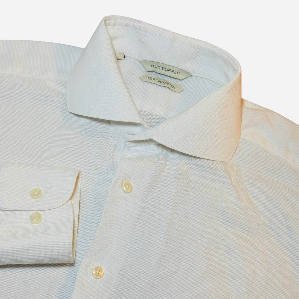 Suitsupply White Egyptian Cotton Dress Shirt Mens 15.75/40 Cotonificio Albini